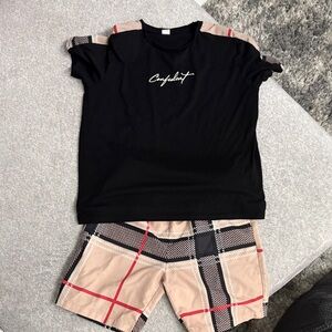 SHEIN Black and Beige Kids Matching Set